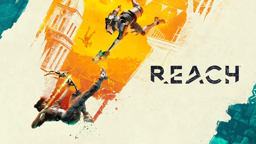 Reach key art shows someone falling while holding a bow and arrow, targeting a robot with a gun